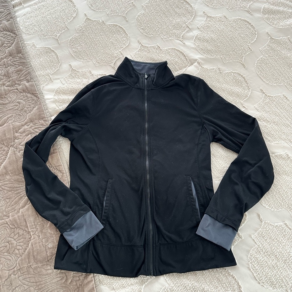 Women’s Athletic Works Sport Jacket Black Grey Size M